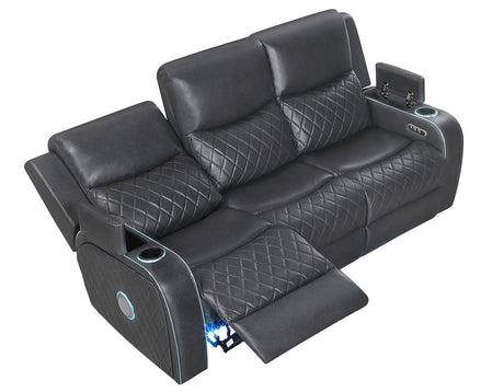 Luna Charcoal Vegan Leather 3-Piece Home Cinema Power Reclining Set by Steve Silver at Eve Furniture