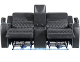 Luna Charcoal Vegan Leather 3-Piece Home Cinema Power Reclining Set by Steve Silver at Eve Furniture
