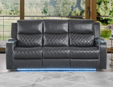 Luna Charcoal Vegan Leather 3-Piece Home Cinema Power Reclining Set by Steve Silver at Eve Furniture