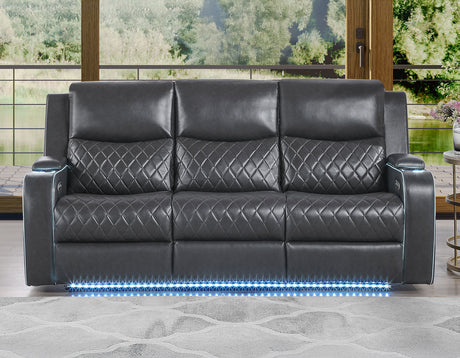 Luna Charcoal Vegan Leather 3-Piece Home Cinema Power Reclining Set by Steve Silver at Eve Furniture