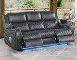 Luna Charcoal Vegan Leather 3-Piece Home Cinema Power Reclining Set by Steve Silver at Eve Furniture