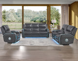 Luna Charcoal Vegan Leather 3-Piece Home Cinema Power Reclining Set by Steve Silver at Eve Furniture