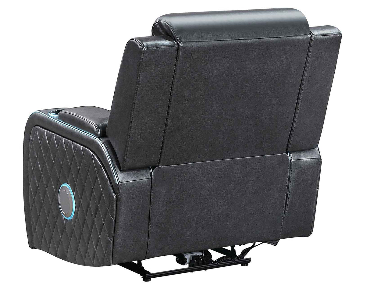 Luna Home Cinema Power Recliner, Charcoal Vegan Leather by Steve Silver at Eve Furniture