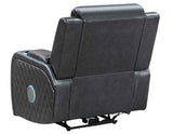 Luna Home Cinema Power Recliner, Charcoal Vegan Leather by Steve Silver at Eve Furniture