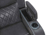 Luna Home Cinema Power Recliner, Charcoal Vegan Leather by Steve Silver at Eve Furniture
