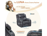 Luna Home Cinema Power Recliner, Charcoal Vegan Leather by Steve Silver at Eve Furniture