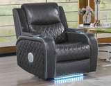 Luna Home Cinema Power Recliner, Charcoal Vegan Leather by Steve Silver at Eve Furniture