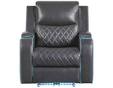 Luna Home Cinema Power Recliner, Charcoal Vegan Leather by Steve Silver at Eve Furniture