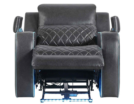Luna Home Cinema Power Recliner, Charcoal Vegan Leather by Steve Silver at Eve Furniture