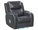 Luna Home Cinema Power Recliner, Charcoal Vegan Leather by Steve Silver at Eve Furniture