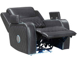Luna Home Cinema Power Recliner, Charcoal Vegan Leather by Steve Silver at Eve Furniture