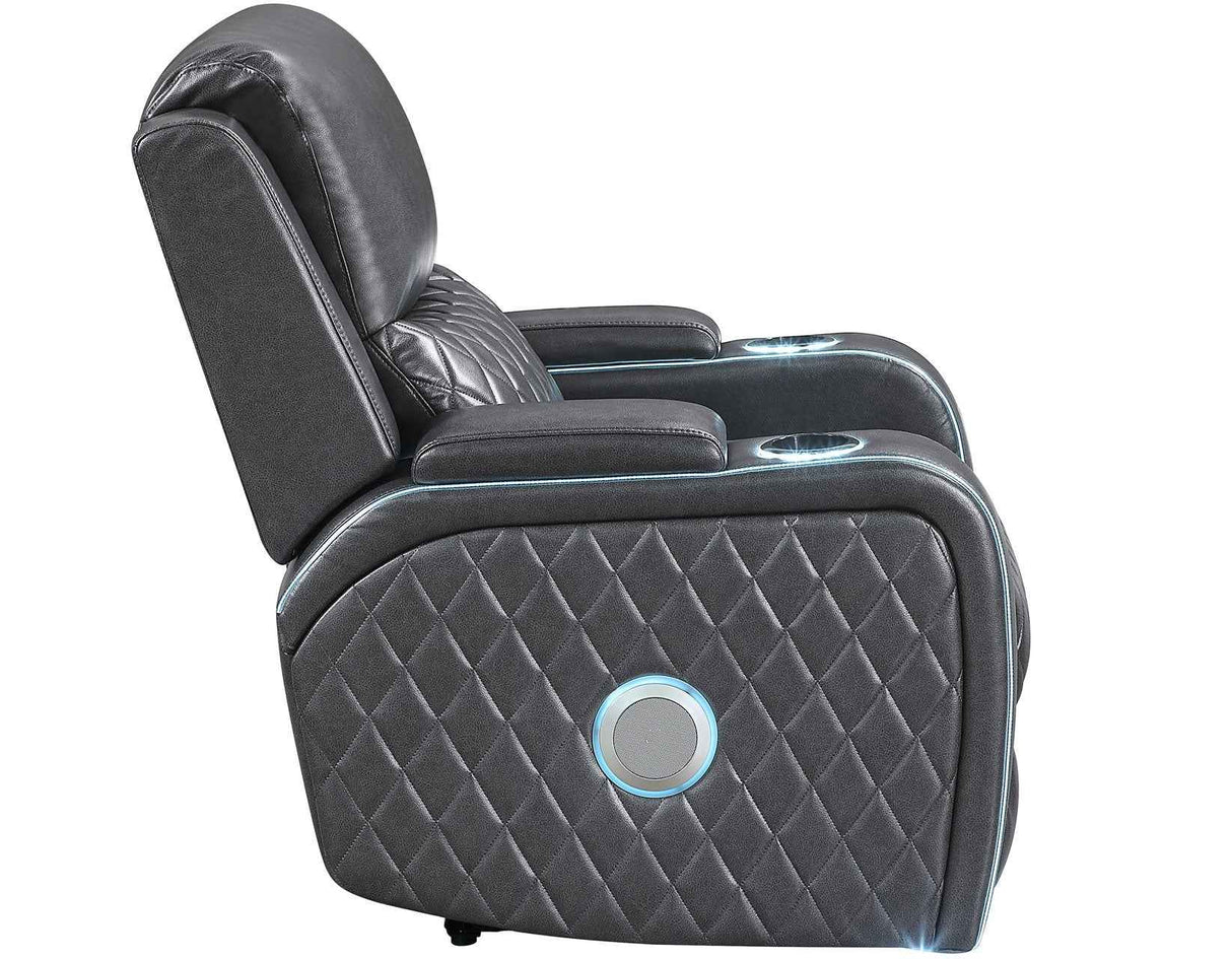 Luna Home Cinema Power Recliner, Charcoal Vegan Leather by Steve Silver at Eve Furniture