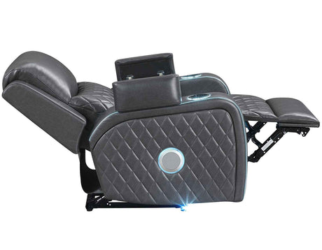 Luna Home Cinema Power Recliner, Charcoal Vegan Leather by Steve Silver at Eve Furniture