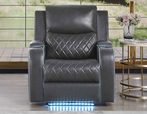 Luna Home Cinema Power Recliner, Charcoal Vegan Leather by Steve Silver at Eve Furniture