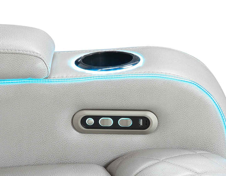 Luna Home Cinema Power Recliner, Ice Vegan Leather by Steve Silver at Eve Furniture
