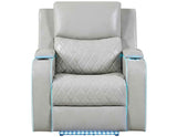 Luna Home Cinema Power Recliner, Ice Vegan Leather by Steve Silver at Eve Furniture