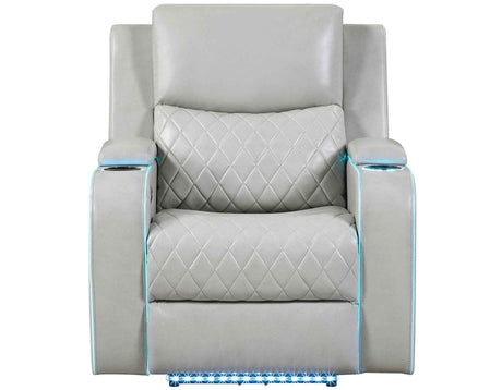 Luna Home Cinema Power Recliner, Ice Vegan Leather by Steve Silver at Eve Furniture