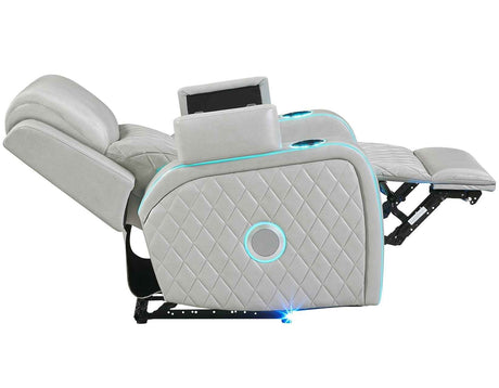 Luna Home Cinema Power Recliner, Ice Vegan Leather by Steve Silver at Eve Furniture