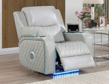 Luna Home Cinema Power Recliner, Ice Vegan Leather by Steve Silver at Eve Furniture