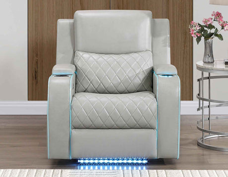 Luna Home Cinema Power Recliner, Ice Vegan Leather by Steve Silver at Eve Furniture
