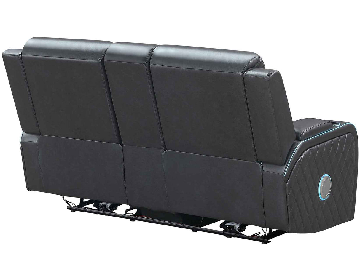 Luna Home Cinema Power Reclining Console Loveseat, Charcoal Vegan Leather by Steve Silver at Eve Furniture