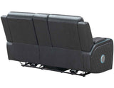 Luna Home Cinema Power Reclining Console Loveseat, Charcoal Vegan Leather by Steve Silver at Eve Furniture