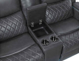 Luna Home Cinema Power Reclining Console Loveseat, Charcoal Vegan Leather by Steve Silver at Eve Furniture