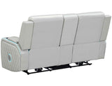 Luna Home Cinema Power Reclining Console Loveseat, Ice Vegan Leather by Steve Silver at Eve Furniture