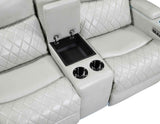 Luna Home Cinema Power Reclining Console Loveseat, Ice Vegan Leather by Steve Silver at Eve Furniture