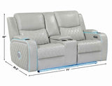 Luna Home Cinema Power Reclining Console Loveseat, Ice Vegan Leather by Steve Silver at Eve Furniture