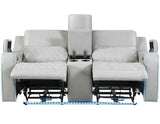 Luna Home Cinema Power Reclining Console Loveseat, Ice Vegan Leather by Steve Silver at Eve Furniture