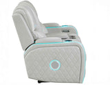 Luna Home Cinema Power Reclining Console Loveseat, Ice Vegan Leather by Steve Silver at Eve Furniture