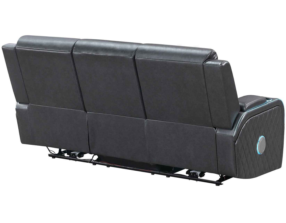 Luna Home Cinema Power Reclining Sofa, Charcoal Vegan Leather by Steve Silver at Eve Furniture
