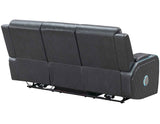 Luna Home Cinema Power Reclining Sofa, Charcoal Vegan Leather by Steve Silver at Eve Furniture