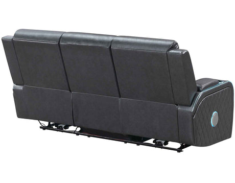 Luna Home Cinema Power Reclining Sofa, Charcoal Vegan Leather by Steve Silver at Eve Furniture