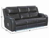 Luna Home Cinema Power Reclining Sofa, Charcoal Vegan Leather by Steve Silver at Eve Furniture