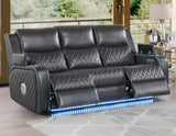 Luna Home Cinema Power Reclining Sofa, Charcoal Vegan Leather by Steve Silver at Eve Furniture