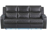 Luna Home Cinema Power Reclining Sofa, Charcoal Vegan Leather by Steve Silver at Eve Furniture