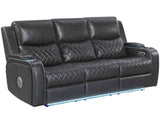 Luna Home Cinema Power Reclining Sofa, Charcoal Vegan Leather by Steve Silver at Eve Furniture