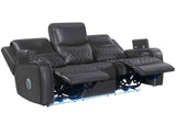 Luna Home Cinema Power Reclining Sofa, Charcoal Vegan Leather by Steve Silver at Eve Furniture