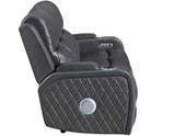 Luna Home Cinema Power Reclining Sofa, Charcoal Vegan Leather by Steve Silver at Eve Furniture