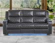 Luna Home Cinema Power Reclining Sofa, Charcoal Vegan Leather by Steve Silver at Eve Furniture