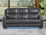 Luna Home Cinema Power Reclining Sofa, Charcoal Vegan Leather by Steve Silver at Eve Furniture