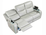 Luna Home Cinema Power Reclining Sofa, Ice Vegan Leather by Steve Silver at Eve Furniture