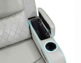 Luna Home Cinema Power Reclining Sofa, Ice Vegan Leather by Steve Silver at Eve Furniture