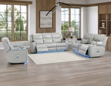 Luna Home Cinema Power Reclining Sofa, Ice Vegan Leather by Steve Silver at Eve Furniture