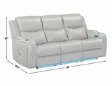Luna Home Cinema Power Reclining Sofa, Ice Vegan Leather by Steve Silver at Eve Furniture