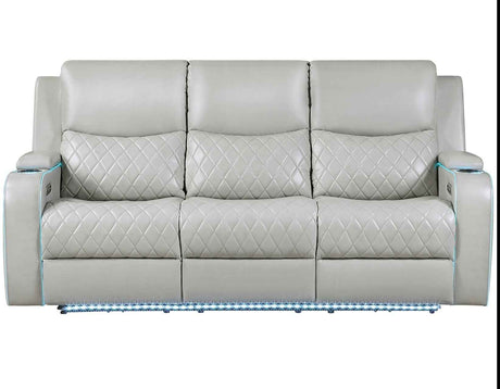 Luna Home Cinema Power Reclining Sofa, Ice Vegan Leather by Steve Silver at Eve Furniture