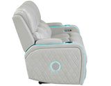Luna Home Cinema Power Reclining Sofa, Ice Vegan Leather by Steve Silver at Eve Furniture