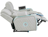 Luna Home Cinema Power Reclining Sofa, Ice Vegan Leather by Steve Silver at Eve Furniture